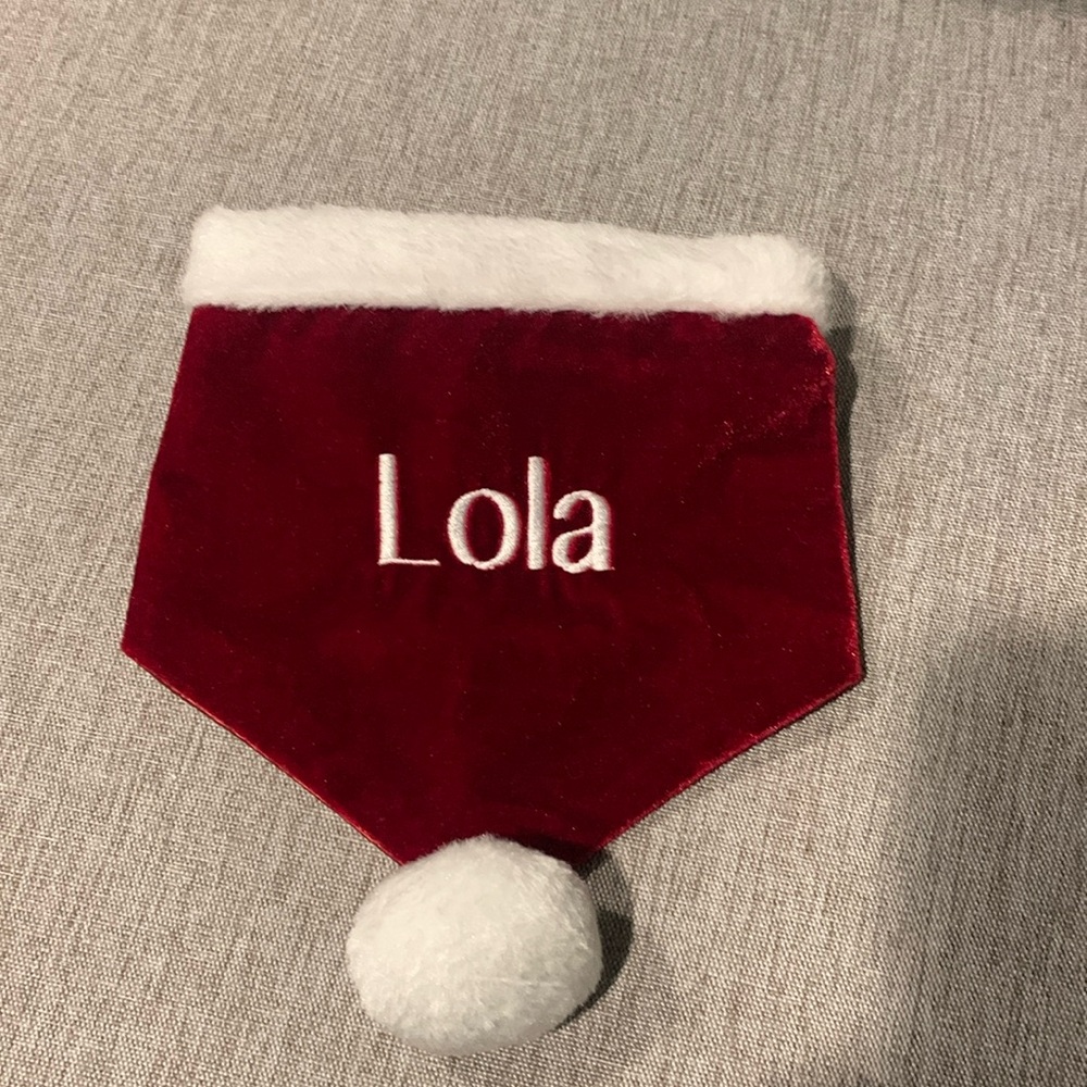 Santa Paws Personalized Velvet Dog Bandana- Small